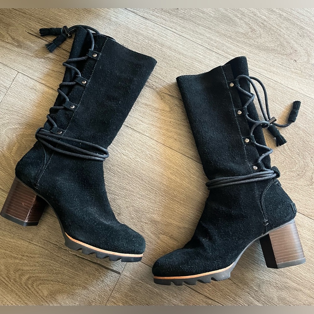 Sorel Farah Waterproof Suede Tall Black Boot size 7.5 womens shoes - Picture 6 of 14